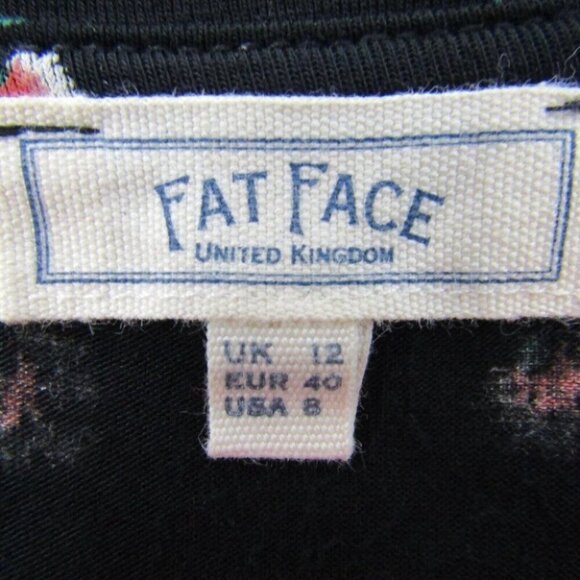 Fat Face Black Floral Tiered Dress Womens Size US 8 Long Sleeve V Neck - Picture 6 of 11